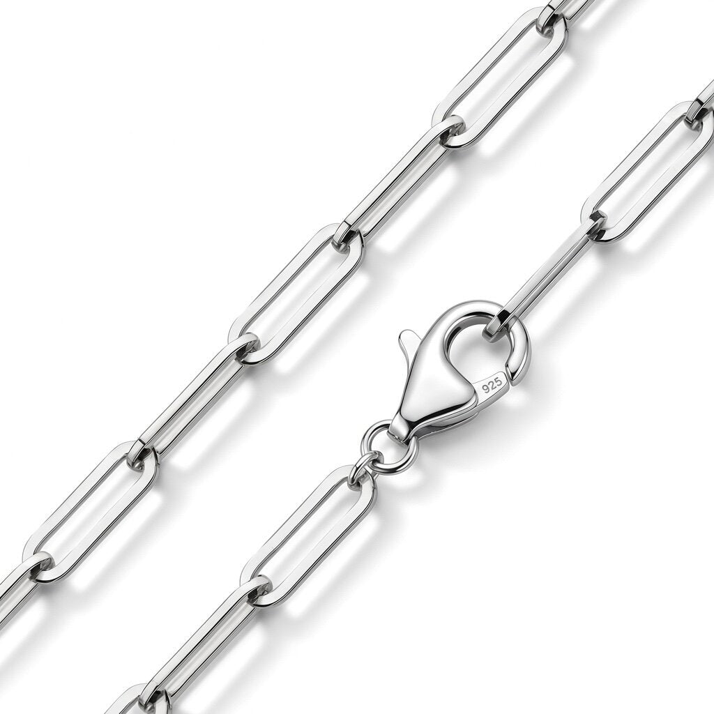 Weitankerkette 925er Silber Gliederkette Büroklammerkette Lagunakette