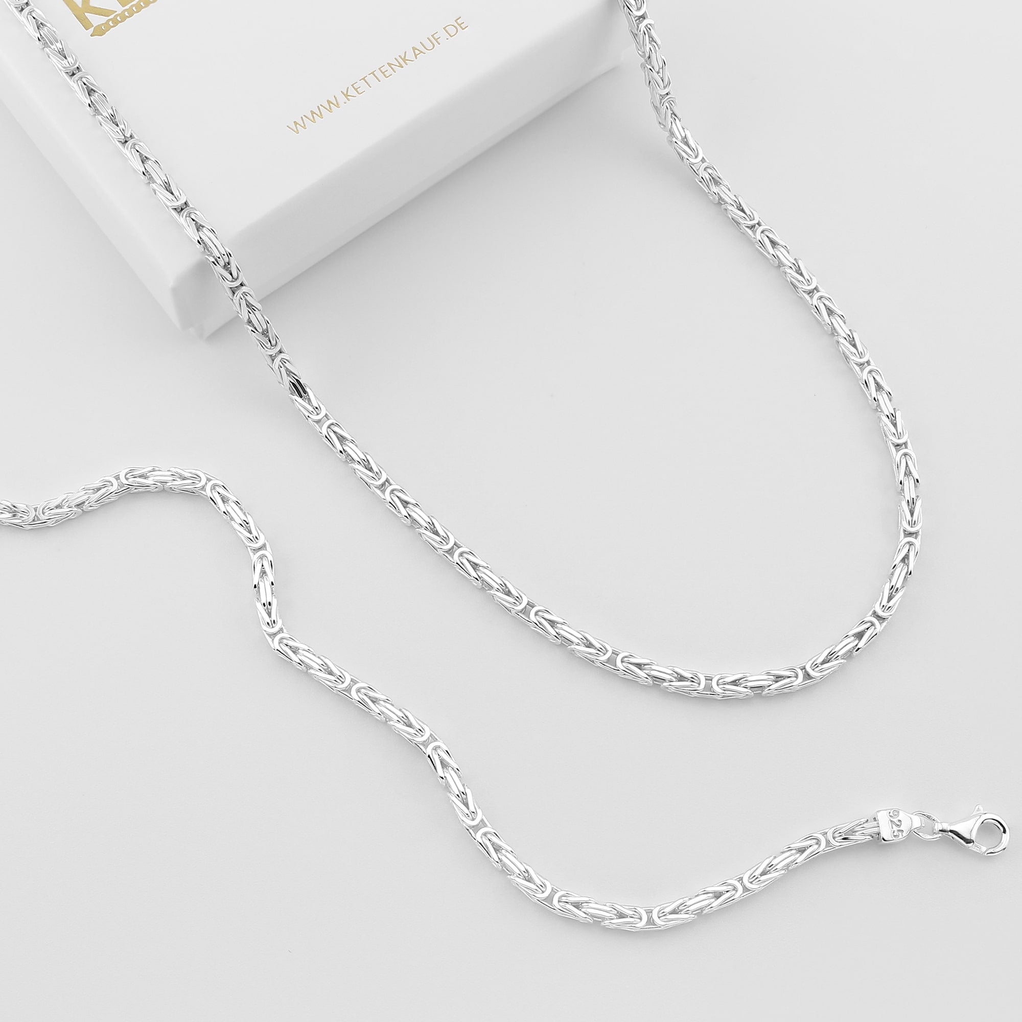 3mm Königskette Armband und Halskette 925er Silber