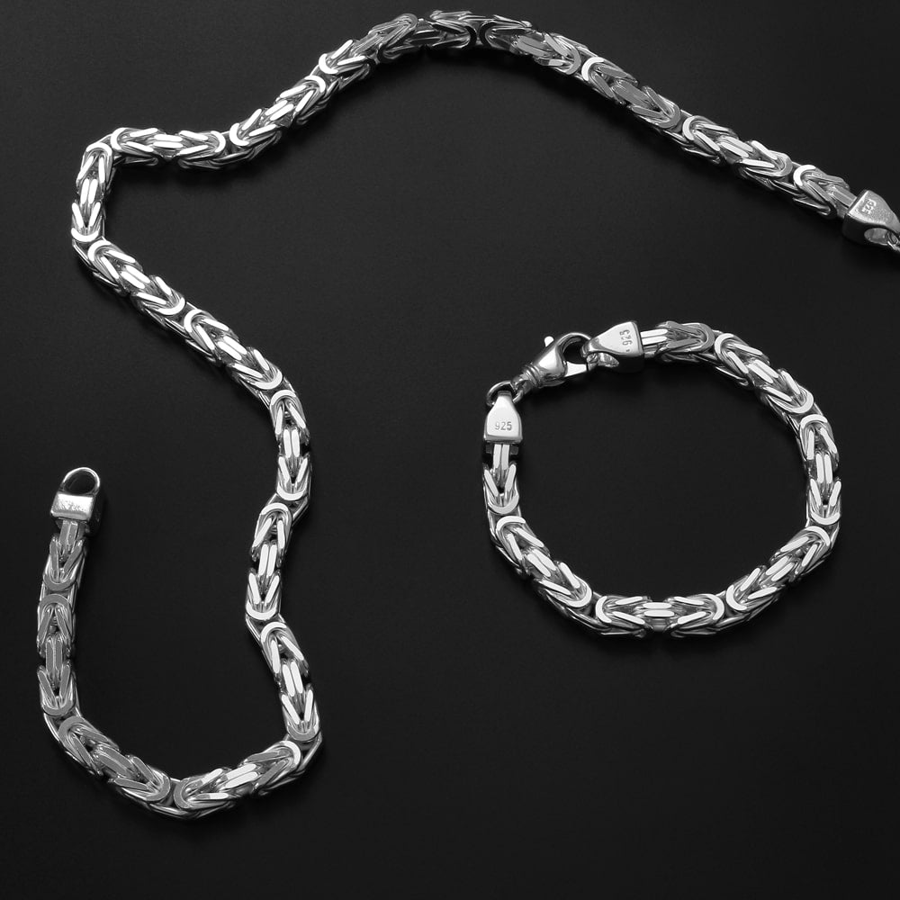 8mm Königskette 925 Silber Halskette, Armband