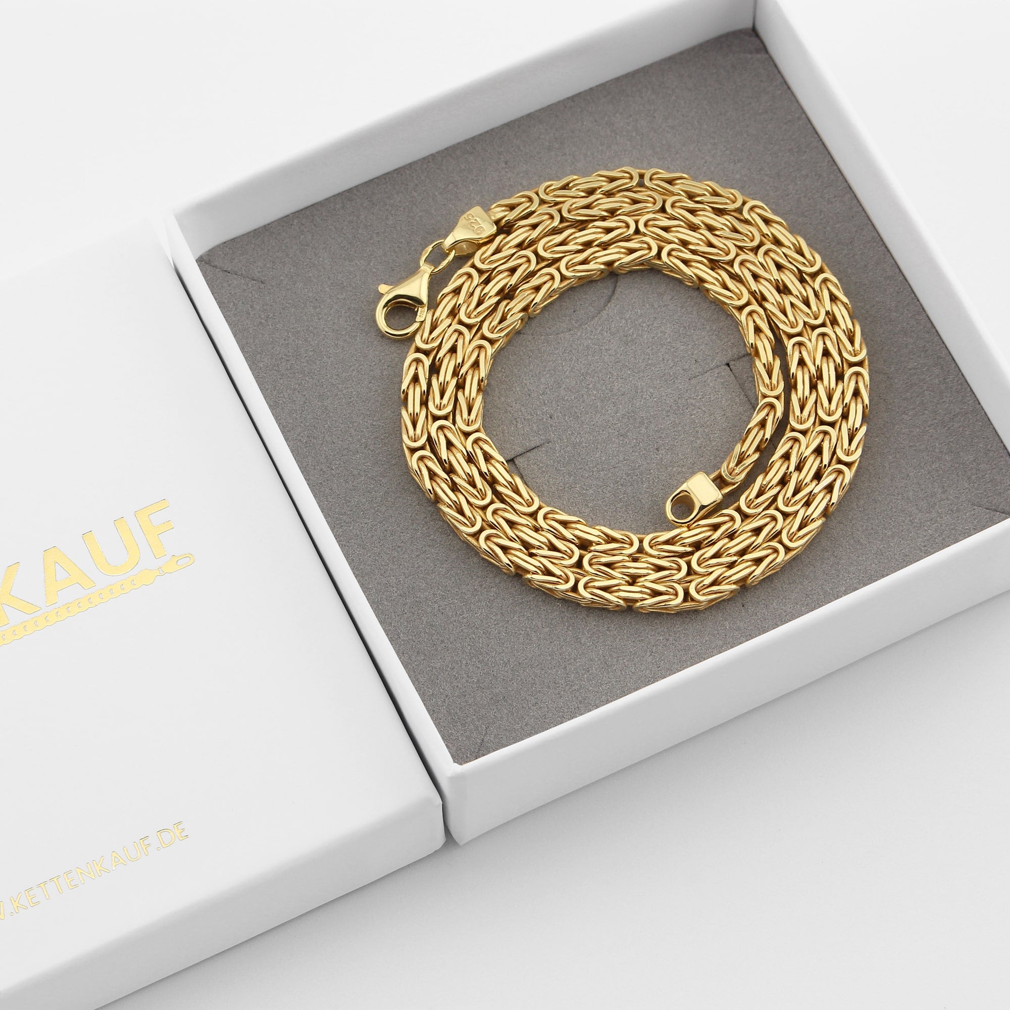 3mm Königskette 925 Silber Vergoldet Halskette