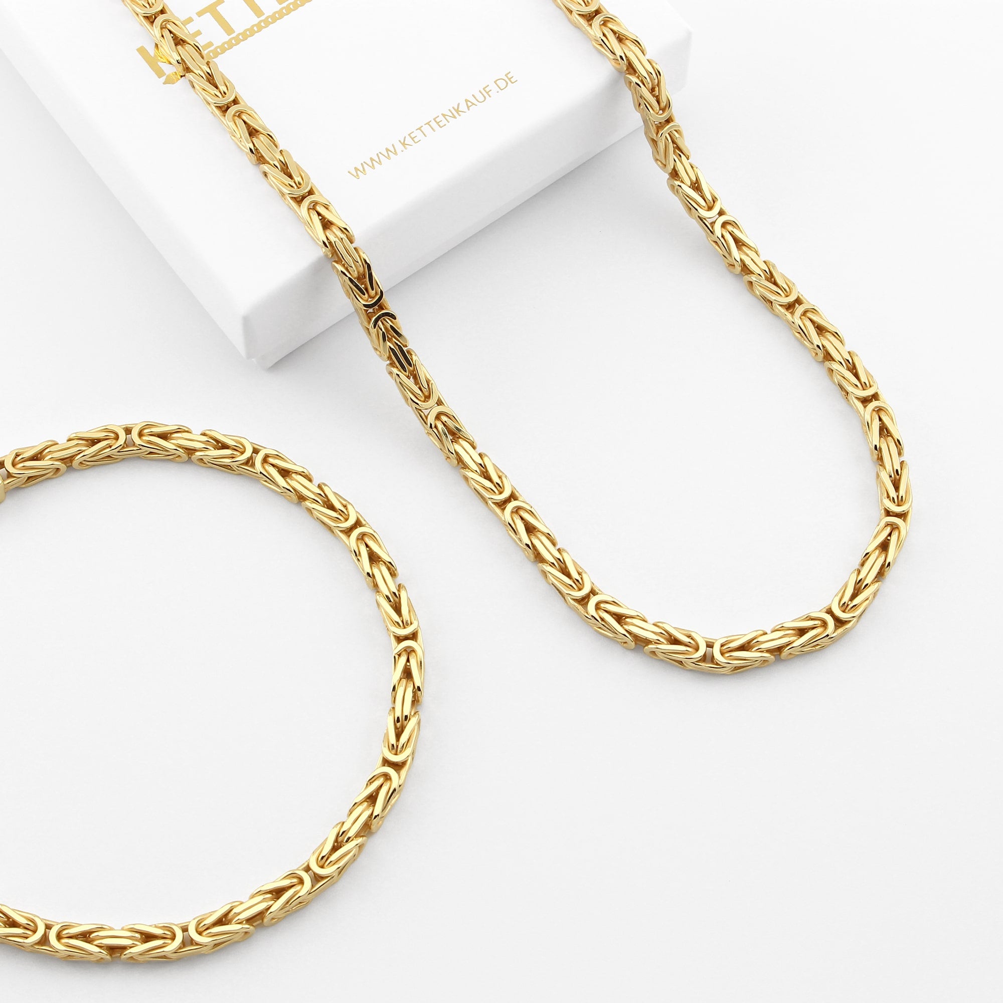 5mm Königskette 925 Silber Vergoldet Halskette Armband