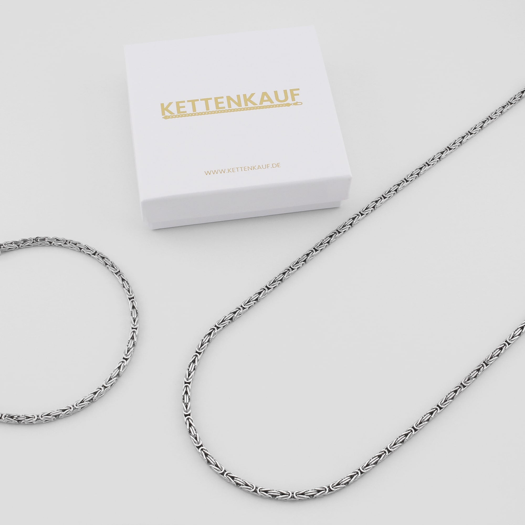 3mm Königskette 925 Silber Rhodiniert Halskette Armband