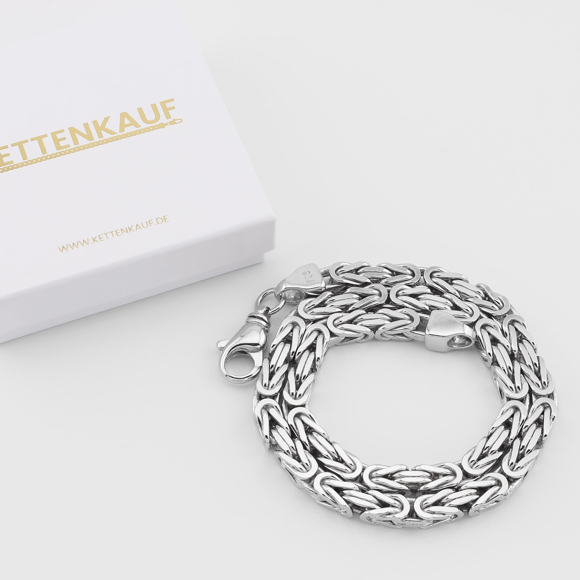 7mm Königskette 925 Silber Rhodiniert Halskette