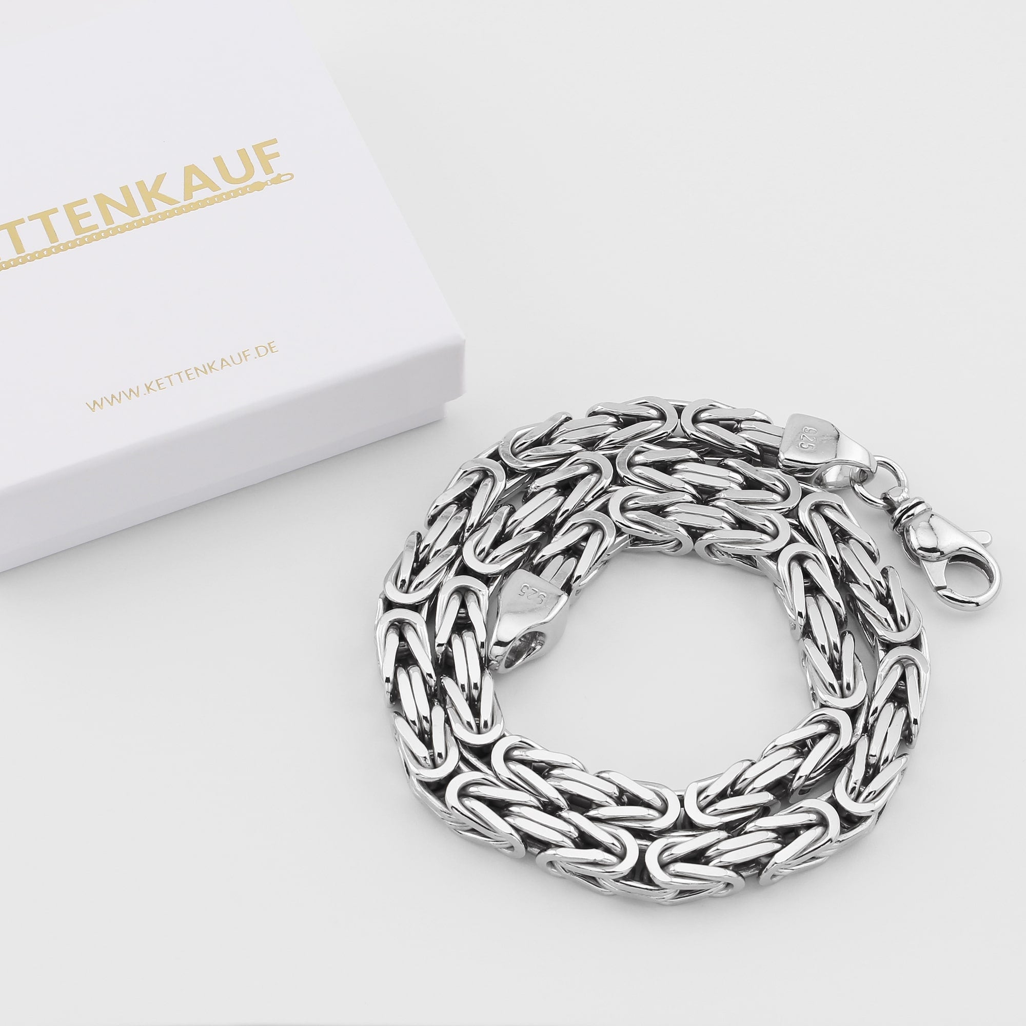 8mm Königskette 925 Silber Rhodiniert Halskette