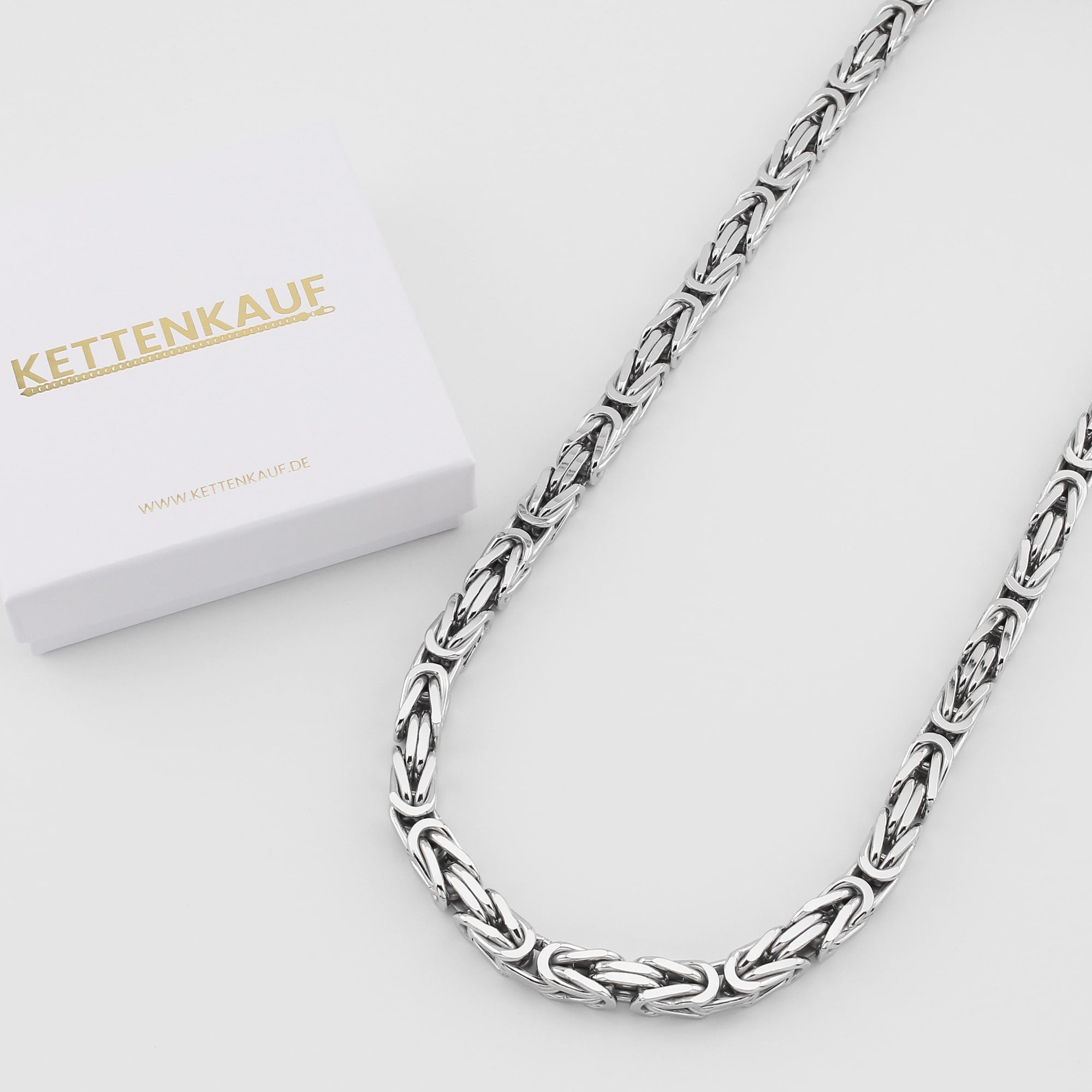 8mm Königskette 925 Silber Rhodiniert Halskette