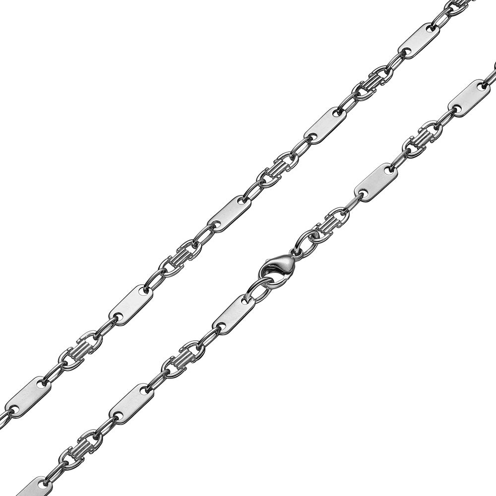6mm Plattenkette 925 Silber Rhodinert Halskette