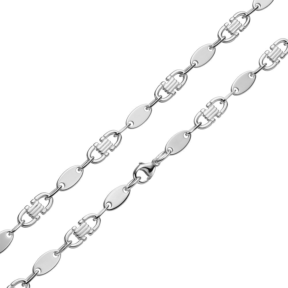 8mm Plattenkette 925 Silber Halskette