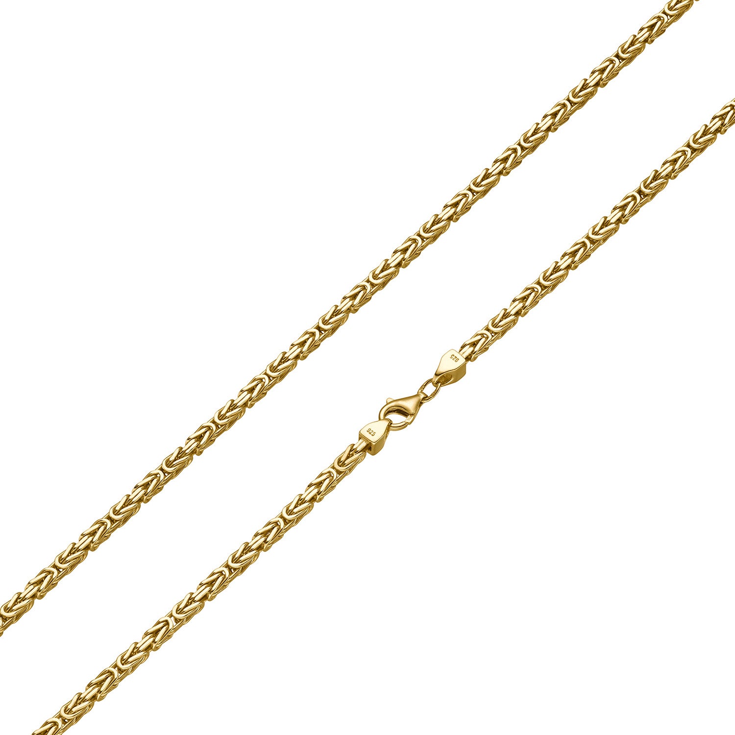 3mm Königskette 925 Silber Vergoldet Halskette