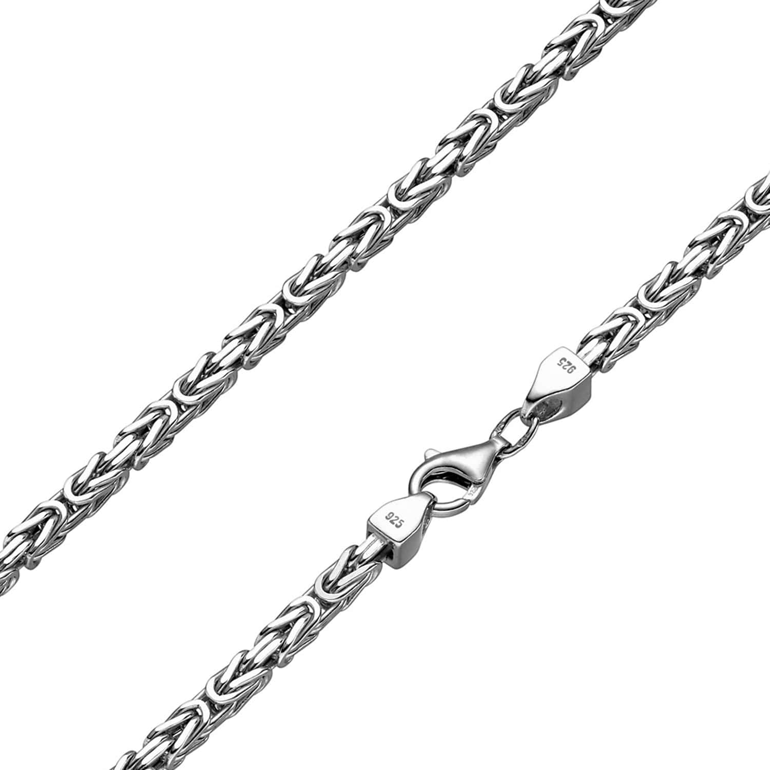 3mm Königskette 925 Silber Rhodiniert Halskette
