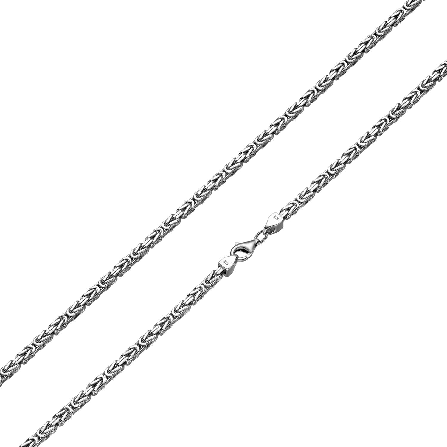 3mm Königskette 925 Silber Rhodiniert Halskette