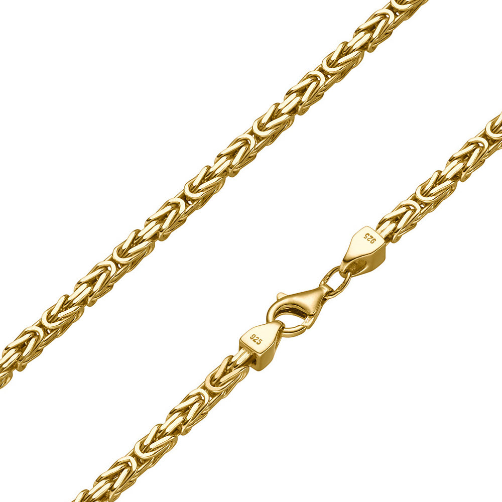 3mm Königskette 925 Silber Vergoldet Halskette