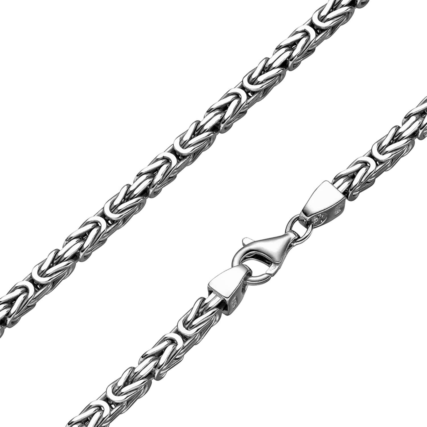 4mm Königskette 925 Silber Rhodiniert Halskette