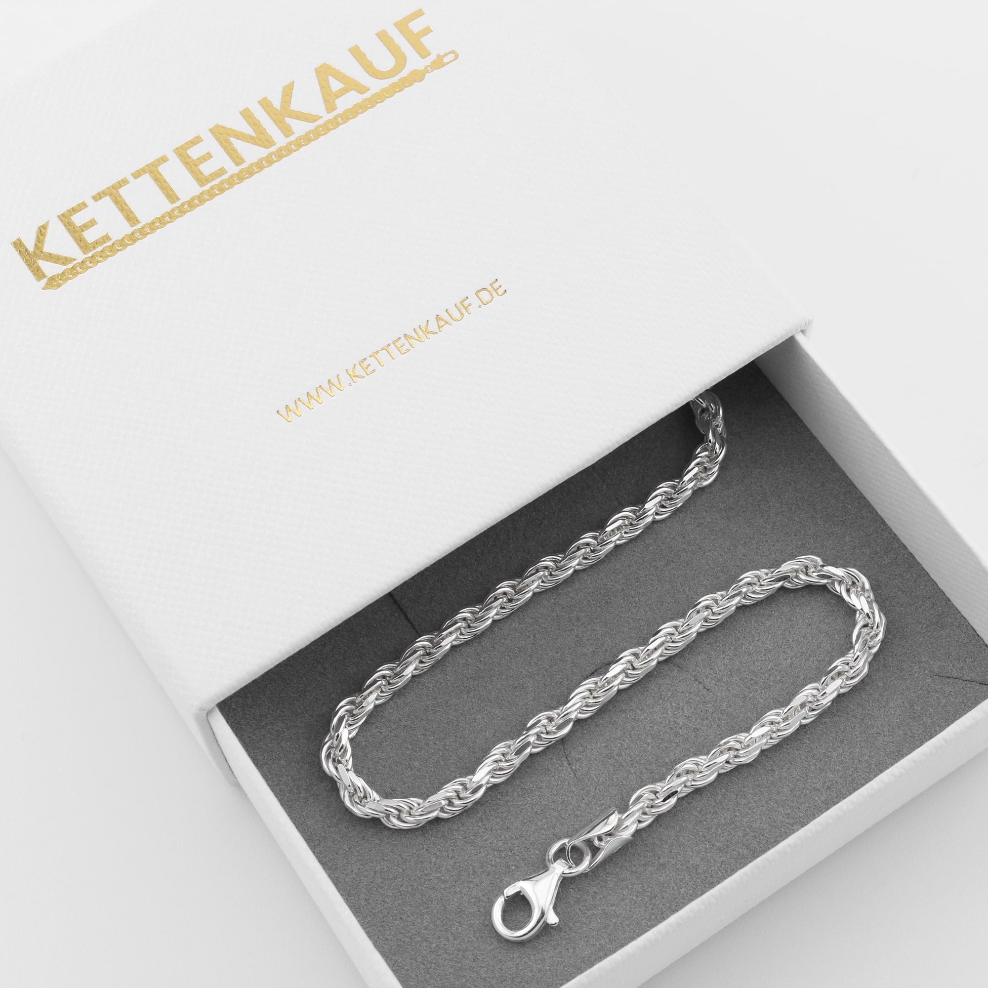 Kordelkette 3,8 mm aus 925er Silber