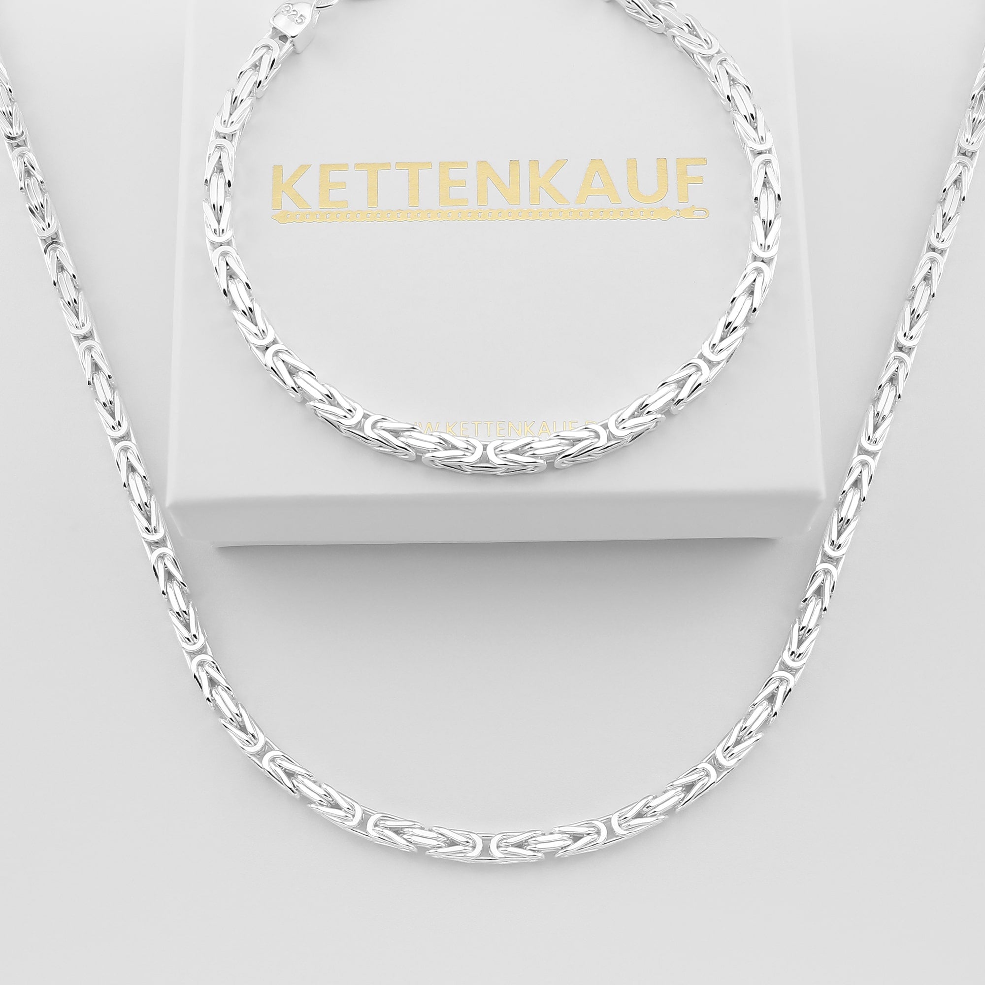 4mm Königskette Armband und Halskette 925er Silber
