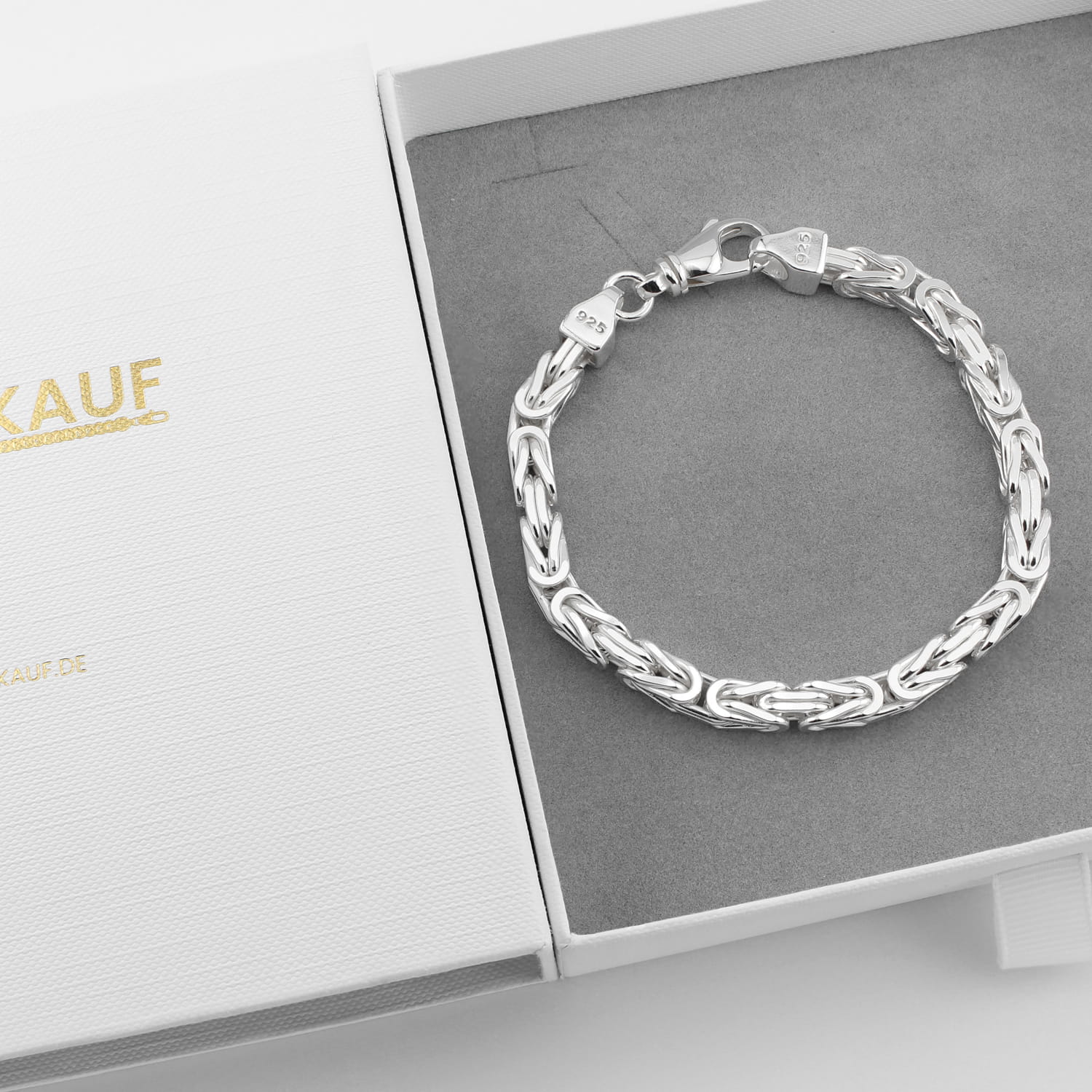 Königsarmband aus 925 Sterling Silber in 6 mm Breite in eleganter Verpackung